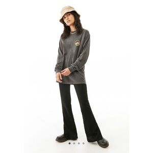 UO Black Side Split Crepe Flare Pant